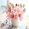 Decoratieve bloemen kransen 14.5 inch open magnolia fower tak kunstmatig voor roze witte bruiloft decoratietafel decor flore dhadu