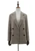 Costumes de femmes Blazers Office dames co-collé plaid femme blazer poitrine double veste d'automne poches décontractées costumes manteau 230113