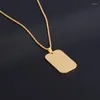 Pendant Necklaces Men's Fashion Simple Stainless Steel Polished Smooth Tag Necklace Punk Street Party Jewelry Gift