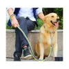Dog Collars Leashes Double Strand Rope National Color Mix Large Adjust Collar Metal Buckle Pet 1.2M Length Traction Suit Big Dogs Dhekx