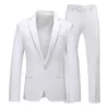 Costumes pour hommes Veste de costume pour hommes avec pantalon Slim Fit Vêtements formels Travail d'affaires Mariage Tuxedo Set Blazer Pantalon Blanc Rose Rouge Homme