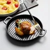 Plates Nordic Ceramic Binaural Pizza Dish Round Steak Plate Creative Kitchen Tableware Microwave Oven Flat Dessert Baking Tools