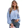 Women's Blouses Female Tops Solid Color Turn-Down Collar Long Sleeve Button-Down Shirt For Spring Fall Black Apricot Blue S M L XL