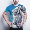 Herr t-skjortor 2023 sommar 3d tryck roligt djurtryck t-shirt casual o-hals hip-hop kortärmad skjorta