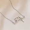 Heart Shape Electrocardiogram Pendant Necklaces Personalized Butterfly Titanium Steel Necklace Unique Jewelry For Women