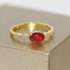 Eheringe zierlich für Frauen, zart, elegant, oval, Zirkon, Goldfarbe, Vorschlag, Fingerring, Geschenke, Mädchen, Modeschmuck, R853