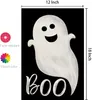 Halloween Ghost Boo Garden Flag 12x18 بوصة صغيرة مزدوجة الخيش ترحيب ساحة العطلات الموسمية في الخارج