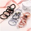 Hair Accessories 15Pcs/Set Pink Lace Pearl Elastic For Women Girls Bow Knot Headbands Set Fashion Hairbands With Tin Dh6Br