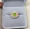 Кластерные кольца Peridot Ring Natural Real 925 Серебряное серебряное серебряное украшение 7 7 мм драгоценный камень