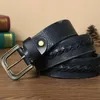 Riemen gepersonaliseerde mode geweven riem mannelijke lederen pin buckle handgemaakte retro koper