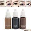 Encres de tatouage en gros 3pcs / lot encre 3 couleurs différentes pour le maquillage permanent tatouage sourcil eye-liner lèvre 15ml manuel cosmétique Dhcnr