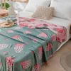 Blankets Summer 4 Layers Breathable Bamboo Fiber Cotton Blanket Gauze Towel Quilt Dual-sided Pattern Bed Sheet Cover Soft