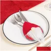 Party Favor Ups Christmas Santa Claus Knife and Fork Set Nordic Eggformed Decoration Table Seary Faceless Baby Drop Delivery Home Gar DHT2V