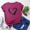 여자 T 셔츠 여름 면화 Tshirt o 목 짧은 소매 여성 발 마음 인쇄 5xl 플러스 크기 여성 핑크 탑 티 의류