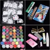 Nail Art Kits Professional 42 Acrylic Tips Powder Liquid Brush Glitter Clipper Primer File Set Tools New Deco Dhvwq