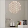 Party Decoration Flower Of Life Energy Mat Slice Wood Base Handmade Coasters Laser Cut Wall Art Home Decor Making Sacred Geometry Dr Dhfg3