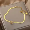 Ankiets Stal nierdzewna kostka dla kobiet z cyrkonem kwiat bransoletki biżuteria łańcuch łańcucha stóp akcesoria na plażę prezent urodzinowy bijoux