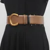 Belts Genuine Leather Width Belt Women Chic Metal Buckle Waistband Autumn/Winter Dress Sweater Coat Accessories Girdle Female