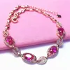 Länkarmband Pure Russian 585 Purple Gold Japanese and Korean Fashion Redstone Small Lips Zircon Armband Plated 14k Rose