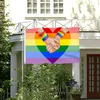 Флаг гордости 3х5 футов радужный флаг гей -лесбиянка бисексуалы гордость флага Сердца Баннер ЛГБТ -флаж