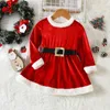 Girl Dresses Overall For Girls Toddler Kids Baby Christmas Outfit Xmas Fleece Dress Long Sleeve Velvet