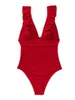 Maillots de bain pour femmes Sexy côtelé une pièce maillot de bain femmes à volants femme à lacets body maillot de bain vêtements de plage