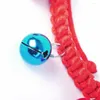 Dog Collars 2023 Fashion Funny Cute Cat And Necklace With Five Color Bell Braided Rope