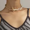 Ras du cou Style chaîne de mode perles de riz épissage collier femmes créatif métal gros 2023 à la mode cou bijoux cadeaux