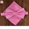 Bow Ties Hooyi 2023 TIE 세트 남성용 Bowtie Pocket Square Mariage Towel Black Butterfly Handkerchief Wedding