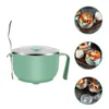 Ciotole Ciotola Noodle Ramen Bowlslid Cucchiaio da zuppa Set Tazza istantanea Bacchette in acciaio Anti ceramica Acciaio Grande fornello a microonde giapponese