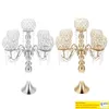 5 arm Crystal Candle Holder Wedding Candelabra Centerpieces Center Table Candlesticks Party Decor Lantern stand SilverGold event decor449