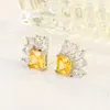 Studörhängen 925 Sterling Silver Yellow Topaz Gemstone Earring Kvinnor Aros Mujer Oreja Originsmycken Orecchini