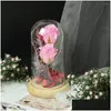 Decorative Flowers Wreaths Preserved Fresh Glass Er Home Decor With Lights Eternal Flower Gift Christmas Valentines Day Creative D Dhuwe