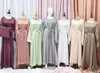 Roupas étnicas abaya mulheres sólidas islâmicas robe muçulmano femme musulmane kaftan abayas vestido ramadan hijab abayat vestidos de noite