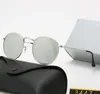 2023 الكلاسيكية جولة العلامة التجارية تصميم النظارات الشمسية UV400 النظارات المعدنية موضة الذهب الإطار نظارات شمسية الرجال النساء مرآة 34447 النظارات الشمسية بولارويد القيادة عدسة زجاجية