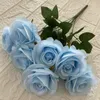 Decorative Flowers 7 Heads D9cm Artificial Roses Bouquet Wedding Road Lead Floral Arrangement Home Room El Window Fake Silk Decoration