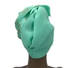 Etniska kläder Big Flower Turban Caps for Women Diamonds Headscarf Bonnets Muslim Head Wraps Female Party Headwear African Headtie