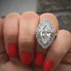 2023 Top Sell Wedding Rings Vintage Jewelry 925 Sterling Silver Marquise Cut White Topaz CZ 다이아몬드 보석 파티 영원한 여성 약혼 밴드 링 선물