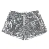 Women's Shorts Sexy Nightwear Girls Short Dance High Waisted Silver Sequined Sequin Femme For Women