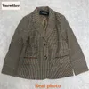 Kvinnor kostymer blazers vMewsher brittisk stil smal kvinnor pläd blazers patch lapptäck kvinnor klassisk kostym formform formell dam singel breasted outwear 230113