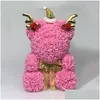 Decoratieve bloemen kransen 2023 Kerstroesbeer creatief handgemaakt kunstmatige schuim 40 cm teddy voor cadeau voor kinderen of vriendin Dr. Dh7fn