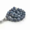 Tasbih Natürlicher Achatstein Blaue Metallquaste 33 66 99 Gebetsperlen islamischer Modestein