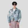 Men's Jackets High Street Vintage Men's Daisy Print Coat Fashion Shoulder Pads Loose Couple's Jacket Trend Streetwear Quality Men