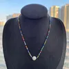 CARKER KKBEAD BOHO MIYUKI Colar fino de contas coloridas para mulheres boêmias de água doce de água doce colares de pérolas de água doce jóias