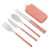 Ensembles de vaisselle 4 pièces/ensemble couverts de voyage boîte Portable couteau fourchette cuillère baguettes couverts de cuisine pour étudiants Table à manger