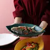 Plakalar Yaratıcı Yaprak Tabağı Seramik Tabağı Ev Yemeği Reunion Pirinç Kombinasyonu Aile Toplama Büyük