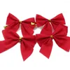 Christmas Decorations 12Pcs/Pack Beautiful Tree Bows Cloth Easy To Use Merry Red Bow Decoration Decorative