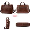 Briefcases Leather Genuine Men's Briefcase Laptop Bags Office Bag For Men Messenger Vintage Mens Handbag