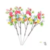 Dekoracja imprezy 4PCS Easter Egg Tree Decor Kreatywne gałęzie Paintowane jajka zielone liście Umakowanie bukiety domowe ozdoby sprężynowe upuszczenie dhfxi