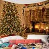 Tapestries 2023 Wall Hanging Tapestry Merry Chirstmas Tree Reindeer Fireplace Winter Forest Bedroom Living Room Dorm Boho Decor
